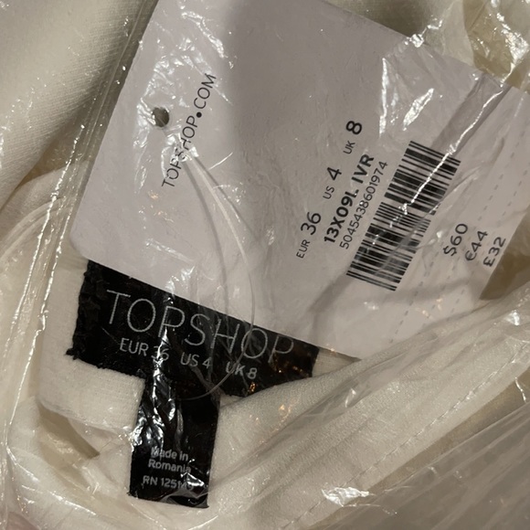 NEW ✨TOPSHOP IVORY BARDOT TIE SLEEVE TOP NWT - Picture 5 of 8